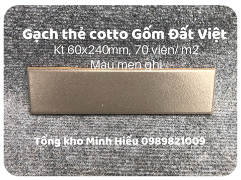 Gạch thẻ Gốm Đất Việt kt 60x240 cm màu men ghi 